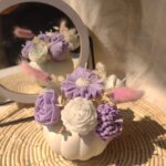 Lavender Bloom Handcrafted Floral Candle | Lavender Fragrance | Pastel Purple & White Luxury Candle