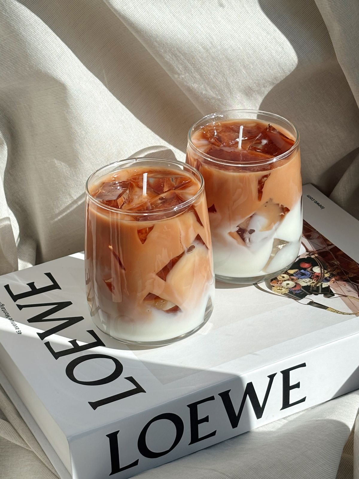 Ice Caramel Latte Glass Candle | Caramel Vanilla Fragrance | Luxury Café-Style Candle