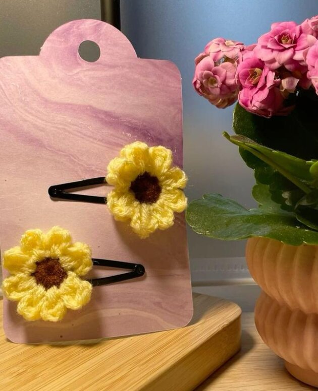 Sunny Bloom Crochet Hair Clips | Handmade Floral Hair Accessories