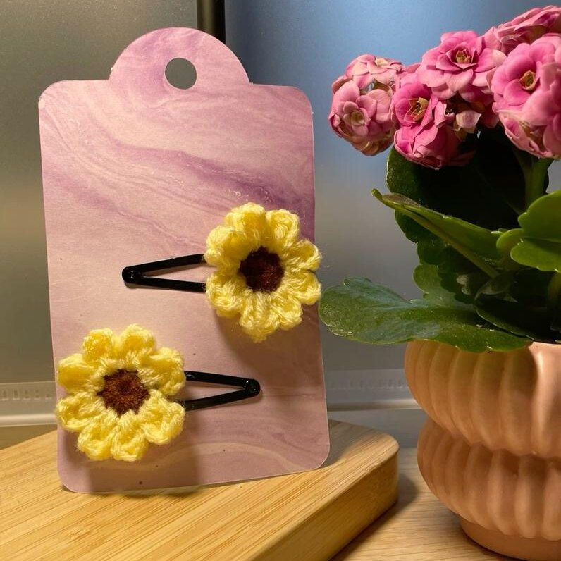 Sunny Bloom Crochet Hair Clips | Handmade Floral Hair Accessories