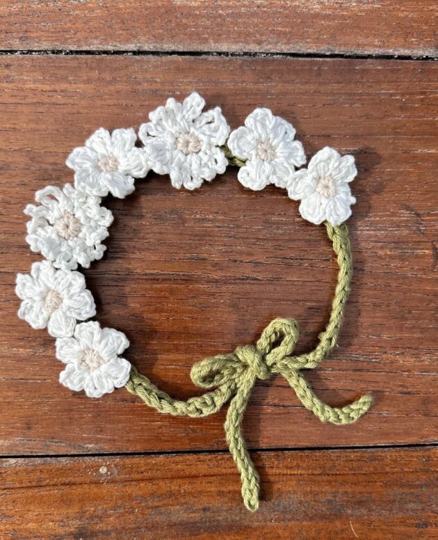 Handcrafted Ivory Floral Crochet Bracelet | Vibe with Aish