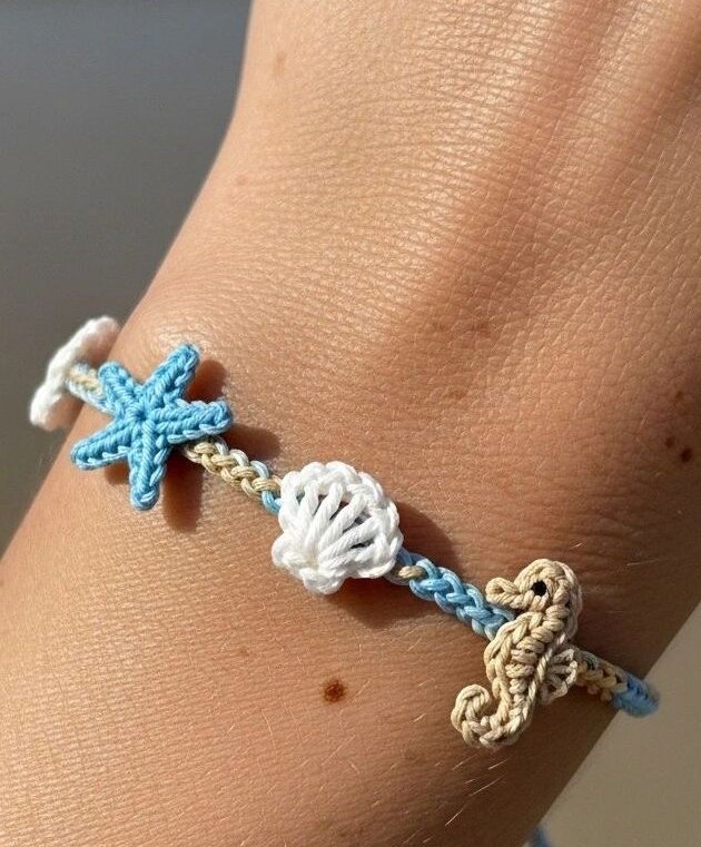 Coastal Bloom Crochet Bracelet | Handcrafted by Vibe with Aish