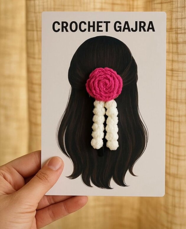 Rose Pearl Handmade Crochet Gajra for Hair | Vibe with Aish