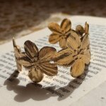 Golden Bloom Cuff Bracelet | Floral-Inspired Statement Luxury Jewellery