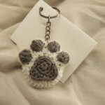 Handmade Crochet Paw Keychain..