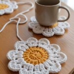 Handmade Crochet Flower Coaster Set (set of 4)
