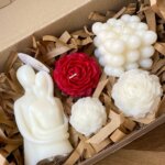 Premium Couple Sculpture, Bubble Cube & Rose Candle Gift Set – Luxury Anniversary Edition Royal Romance Luxe Hamper