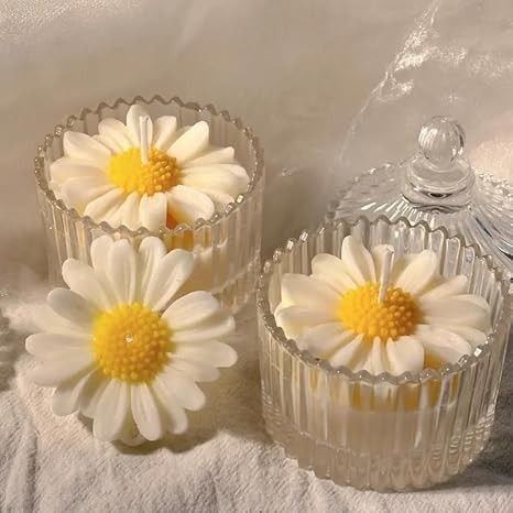 Daisy Blossom Glass Jar Candle..