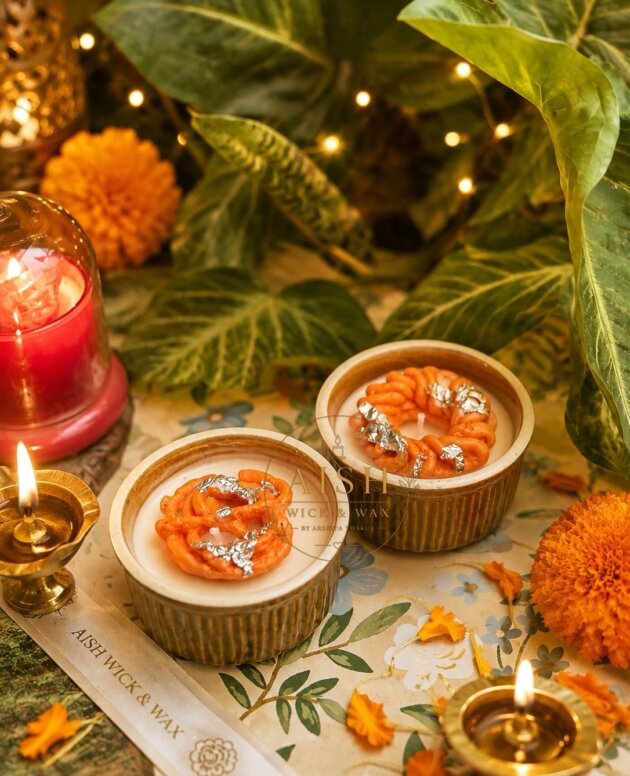 Festive Jalebi & Balushahi Candle (Set of 2)