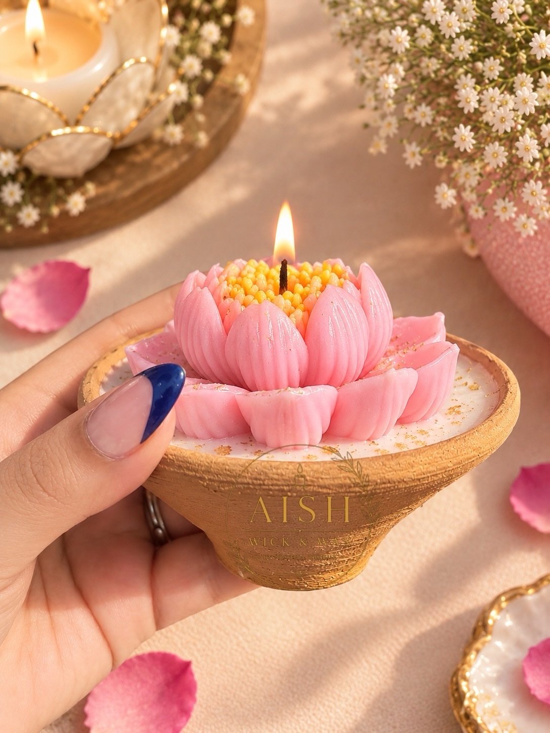 Terracotta Lotus Candle - Image 2