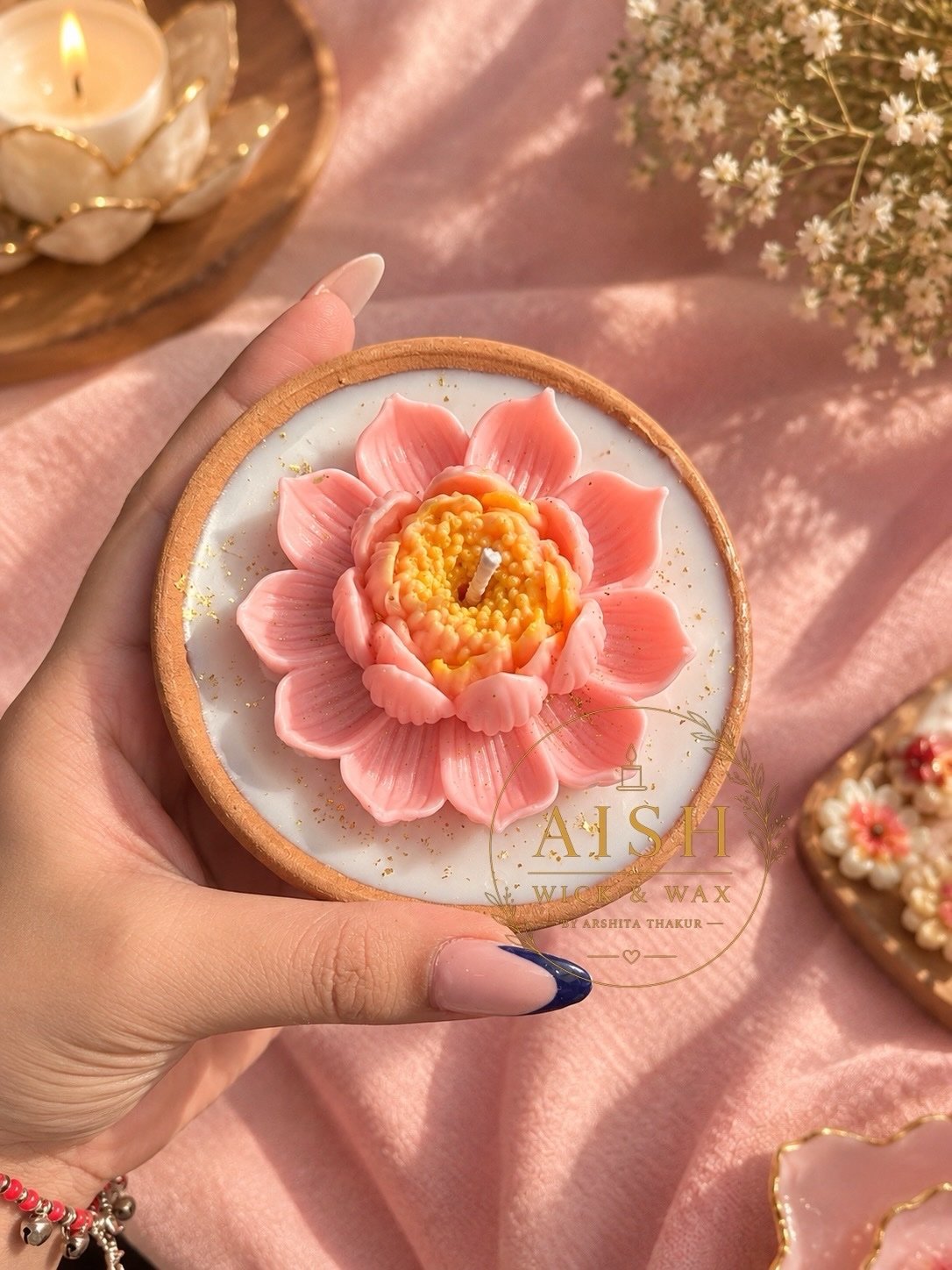 Terracotta Lotus Candle - Image 3