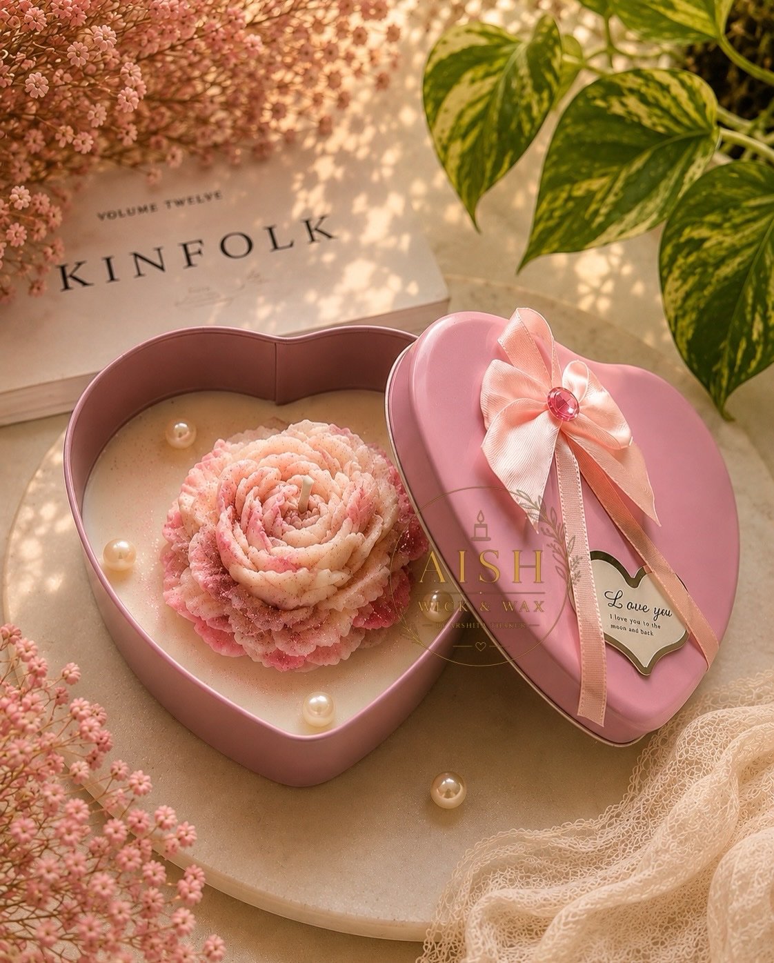 Blush Rose Heart Candle Gift Box - Image 2